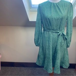 Rowen Avenue by Carraig Donn Green Polka Dot Dress Belt Pockets M New